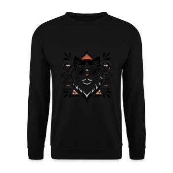 Cool Cat with Sunglasses Design - Unisex Sweatshirt - black - Front - Alina (178cm) & Michal (187cm)