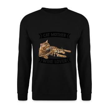 Chats Maman Mère Vin - Sweat-shirt Unisexe - noir - Devant - Alina (178cm) & Michal (187cm)