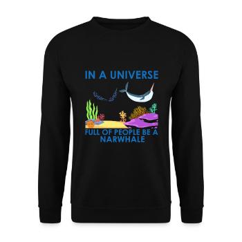 Narval Licorne Baleine Baleines Mer Océan Biologie - Sweat-shirt Unisexe - noir - Devant - Alina (178cm) & Michal (187cm)