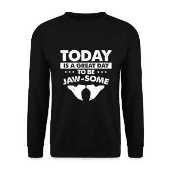 Paleontologist Designs Fossil Hunter Student - Unisex Sweatshirt - black - Front - Alina (178cm) & Michal (187cm)