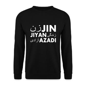 jin jiyan azadi women life freedom - Sweat-shirt Unisexe - noir - Devant - Alina (178cm) & Michal (187cm)