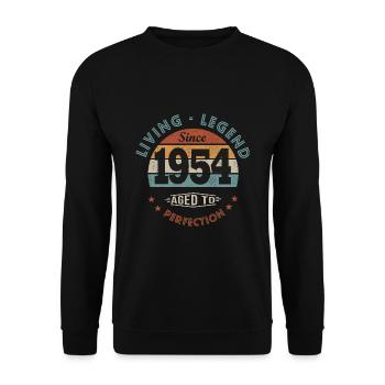 legend since 1954 Born in 1954 birthday - Unisex Sweatshirt - black - Front - Alina (178cm) & Michal (187cm)