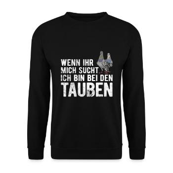 Taube Tauben Vogel - Unisex Pullover - Schwarz - Vorne - Alina (178cm) & Michal (187cm)