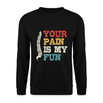 Dein Schmerz mein Spaß Chiropraktiker Chiropraktik - Unisex Pullover - Schwarz - Vorne - Alina (178cm) & Michal (187cm)