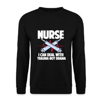 Nurse Funny Nursing Gift - Unisex Sweatshirt - black - Front - Alina (178cm) & Michal (187cm)