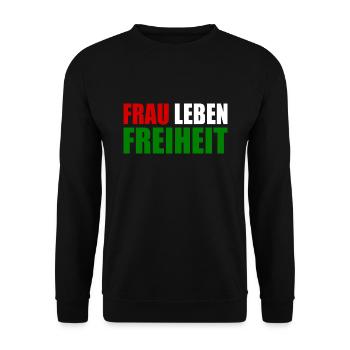 Frau leben freiheit - Unisex Pullover - Schwarz - Vorne - Alina (178cm) & Michal (187cm)