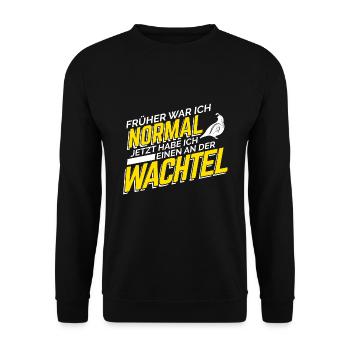 Wachtel Geschenkidee - Unisex Pullover - Schwarz - Vorne - Alina (178cm) & Michal (187cm)