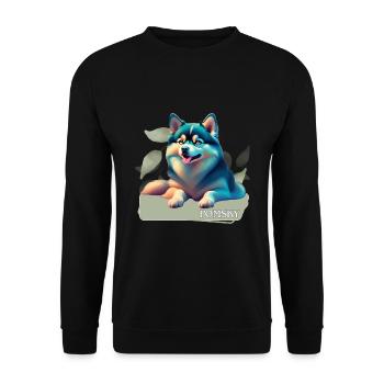 Pomsky Motif - Unisex Sweatshirt - black - Front - Alina (178cm) & Michal (187cm)