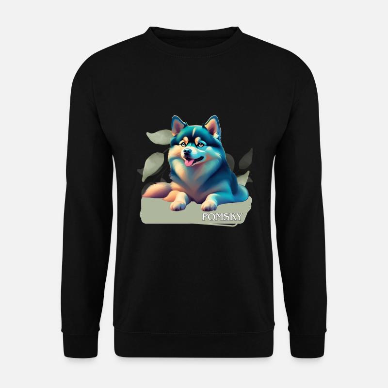 Pomsky Motiv - Unisex Pullover - Schwarz