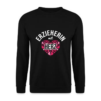 Erzieherin Kinder - Unisex Pullover - Schwarz - Vorne - Alina (178cm) & Michal (187cm)