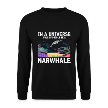Narval Licorne Baleine Baleines Mer Océan Biologie - Sweat-shirt Unisexe - noir - Devant - Alina (178cm) & Michal (187cm)