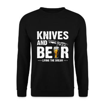 Father and Messerasmmler Messerfan Papa Design - Unisex Sweatshirt - black - Front - Alina (178cm) & Michal (187cm)