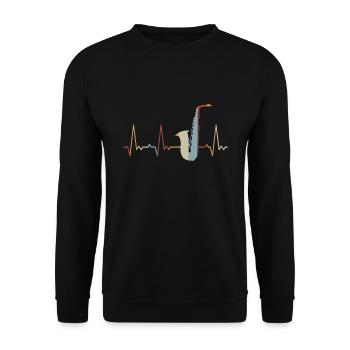 Heartbeat Saxophone - Sweat-shirt Unisexe - noir - Devant - Alina (178cm) & Michal (187cm)