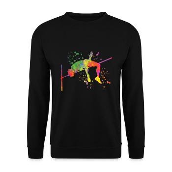 Hochspringer Wasserfarben Hochsprung - Unisex Pullover - Schwarz - Vorne - Alina (178cm) & Michal (187cm)