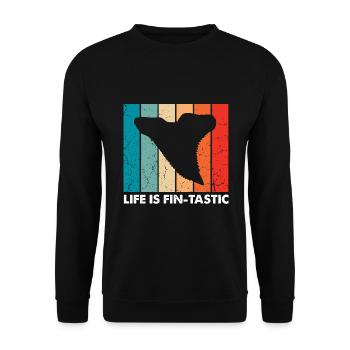 Fossil Archäologie Design Fossilien Fossiljäger - Unisex Pullover - Schwarz - Vorne - Alina (178cm) & Michal (187cm)