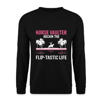 Voltigieren Design und Voltigieren Pferde Designs - Unisex Pullover - Schwarz - Vorne - Alina (178cm) & Michal (187cm)