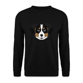 Illustration Welpe Berner Sennenhund - Unisex Pullover - Schwarz - Vorne - Alina (178cm) & Michal (187cm)