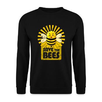 Tee shirt Sauvez les abeilles, sauvez les abeilles du look usagé - Sweat-shirt Unisexe - noir - Devant - Alina (178cm) & Michal (187cm)