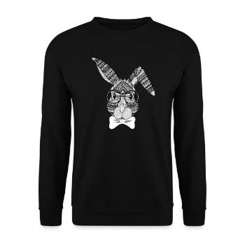 Rabbit with bow tie and glasses - Unisex Sweatshirt - black - Front - Alina (178cm) & Michal (187cm)