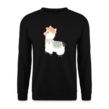 Alpaga Lama Idée de cadeau - Sweat-shirt Unisexe - noir - Devant - Alina (178cm) & Michal (187cm)
