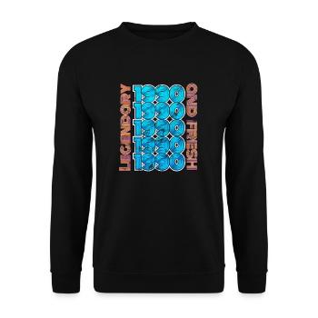 Cadeau d'anniversaire 1990 - Sweat-shirt Unisexe - noir - Devant - Alina (178cm) & Michal (187cm)
