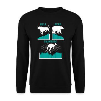 Bull Bear and Kangaroo Market Volatility Trader - Unisex Sweatshirt - black - Front - Alina (178cm) & Michal (187cm)