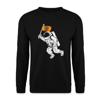 Bitcoin zum Mond Bitcoin Geschenk Astronaut Bitcoin - Unisex Pullover - Schwarz - Vorne - Alina (178cm) & Michal (187cm)