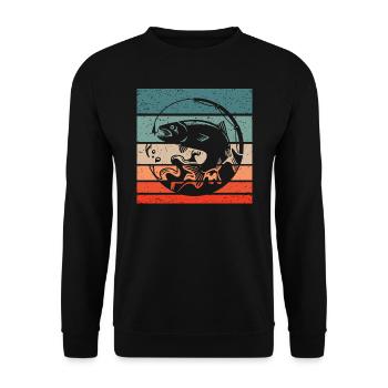 Pêche Retro Style Vintage - Sweat-shirt Unisexe - noir - Devant - Alina (178cm) & Michal (187cm)