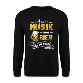 Musik und Bier Musiker Notenschlüssel Blasmusik - Unisex Pullover - Schwarz - Vorne - Alina (178cm) & Michal (187cm)