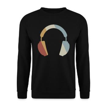 Headphones Retro Style Vintage - Unisex Sweatshirt - black - Front - Alina (178cm) & Michal (187cm)