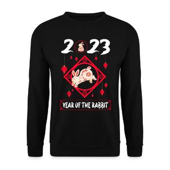 Year of the Rabbit 2023 -Chinesisches Neujahrsfest - Unisex Pullover - Schwarz - Vorne - Alina (178cm) & Michal (187cm)