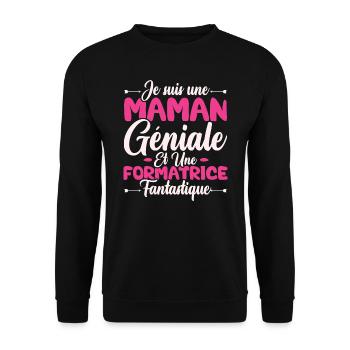 Une maman géniale et une formatrice fantastique - Sweat-shirt Unisexe - noir - Devant - Alina (178cm) & Michal (187cm)