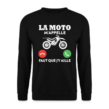 La moto m'appelle...faut que j'y aille ! - Sweat-shirt Unisexe - noir - Devant - Alina (178cm) & Michal (187cm)
