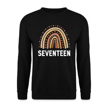 Orange Regenbogen Siebzehn Jahre 17. Geburtstag - Unisex Pullover - Schwarz - Vorne - Alina (178cm) & Michal (187cm)