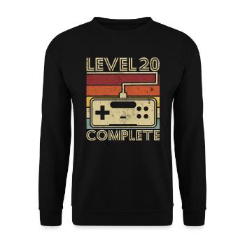Level 20 Complete Gift 20 Years Birthday - Unisex Sweatshirt - black - Front - Alina (178cm) & Michal (187cm)