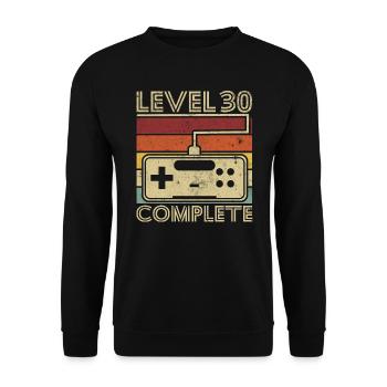 Level 30 komplett Geschenk 30 Jahre Geburtstag - Unisex Pullover - Schwarz - Vorne - Alina (178cm) & Michal (187cm)
