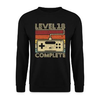 Level 18 complete Gift 18 years Birthday - Unisex Sweatshirt - black - Front - Alina (178cm) & Michal (187cm)