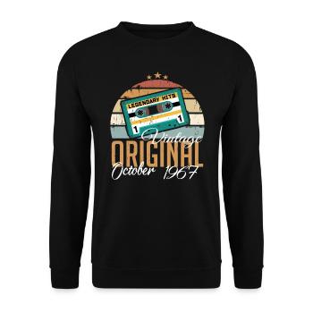 October 1967 Birthday Present 1967 October - Unisex Sweatshirt - black - Front - Alina (178cm) & Michal (187cm)