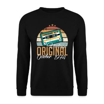 October 1974 Birthday Present 1974 October - Unisex Sweatshirt - black - Front - Alina (178cm) & Michal (187cm)