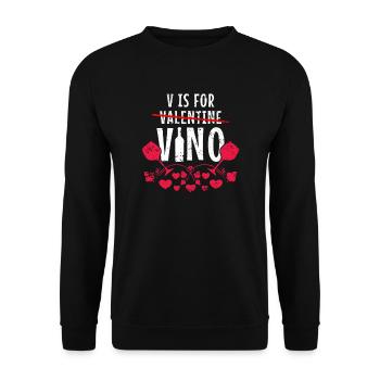 Valentinstag Wein trinker Vino - Unisex Pullover - Schwarz - Vorne - Alina (178cm) & Michal (187cm)