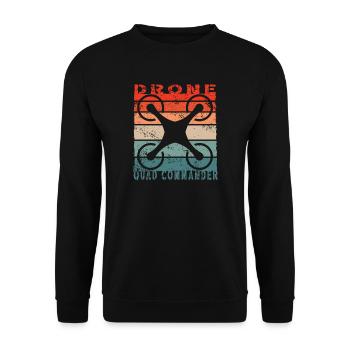 Drohne Quadcopter retro | Drohnen - Unisex Pullover - Schwarz - Vorne - Alina (178cm) & Michal (187cm)