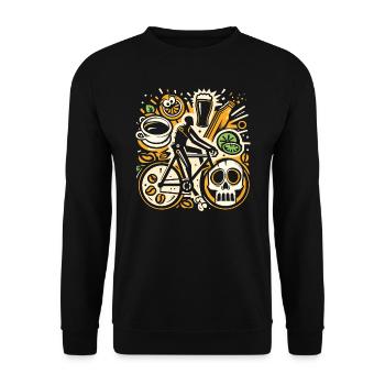 Radfahren, Bier & Kaffee - Perfekte Geschenkidee - Unisex Pullover - Schwarz - Vorne - Alina (178cm) & Michal (187cm)