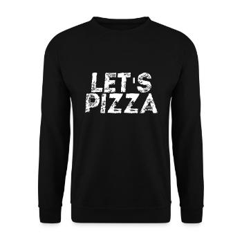 Let's Pizza Geschenkidee lustig Hunger hungrig - Unisex Pullover - Schwarz - Vorne - Alina (178cm) & Michal (187cm)