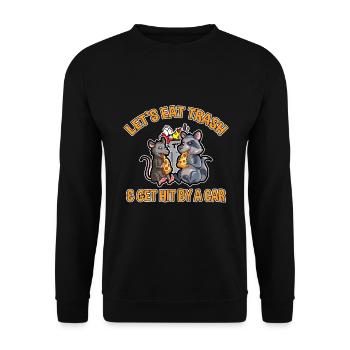 Opossum Design für Possum Fans und Opossum Fans - Unisex Pullover - Schwarz - Vorne - Alina (178cm) & Michal (187cm)