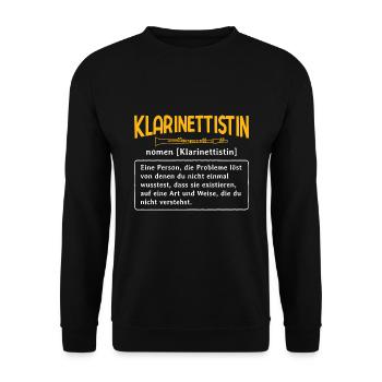 Klarinette Orchester - Unisex Pullover - Schwarz - Vorne - Alina (178cm) & Michal (187cm)