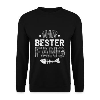 Angler Anglerfreunde Anglerpaar Sprüche Geschenk - Unisex Pullover - Schwarz - Vorne - Alina (178cm) & Michal (187cm)