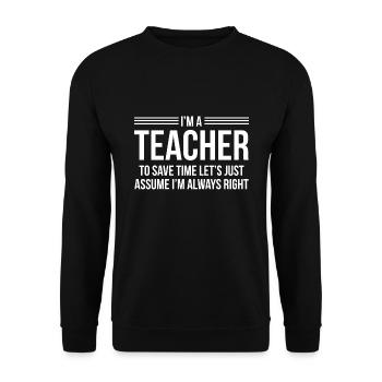 Ich bin Lehrer - Unisex Pullover - Schwarz - Vorne - Alina (178cm) & Michal (187cm)