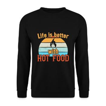 La vie est meilleure avec Hot Food / Scharfes Essen - Sweat-shirt Unisexe - noir - Devant - Alina (178cm) & Michal (187cm)