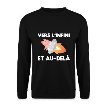cadeau marrant cochon volant cochon de l'espace - Sweat-shirt Unisexe - noir - Devant - Alina (178cm) & Michal (187cm)
