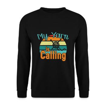 My Yarn is Calling / Crochet - Unisex Sweatshirt - black - Front - Alina (178cm) & Michal (187cm)